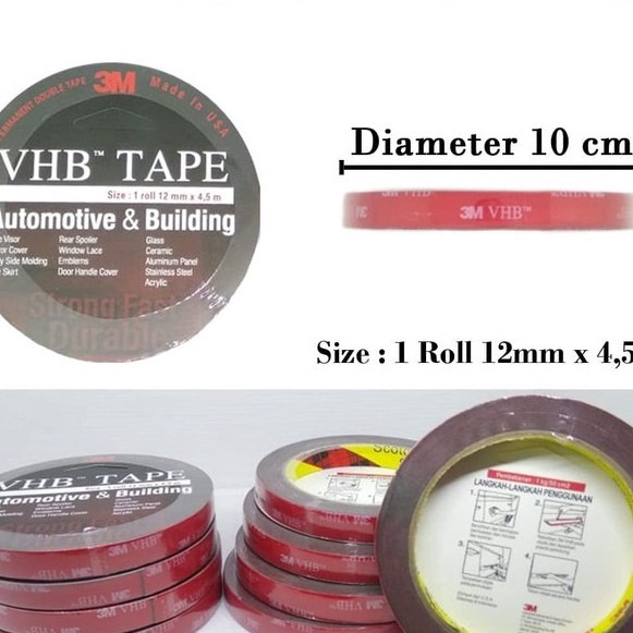 

[C.X☆F✉] 3M VHB Double Tape Doubletape 12MM Ori USA 4900 CAD top.prooduk..!