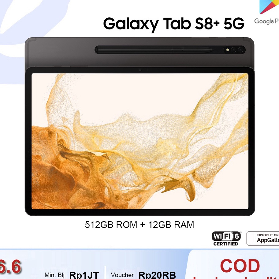 AIF125 Asli Terbaru Tablets PC Galaxy Tab S8 12GB + 512GB Tablet Android  10.1 Inci Layar Besar Full