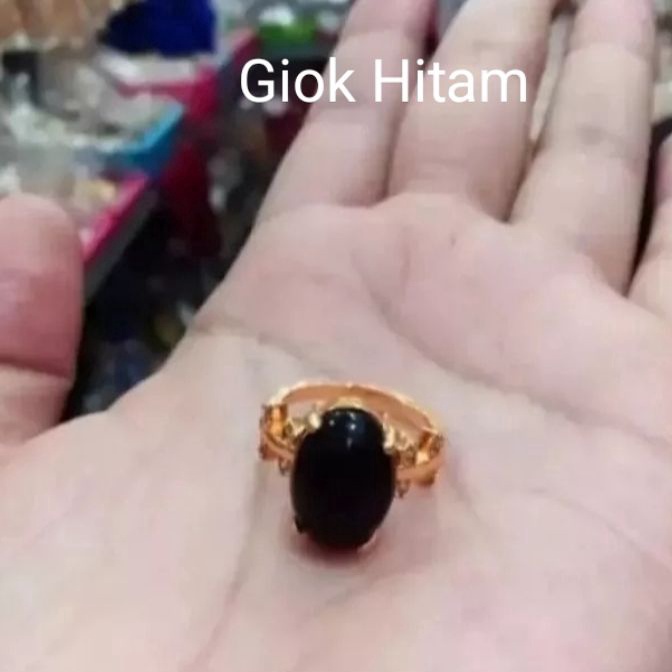 (NY㊛.2㊛> Cincin Dewasa Batu Giok Hitamsuper.keren.