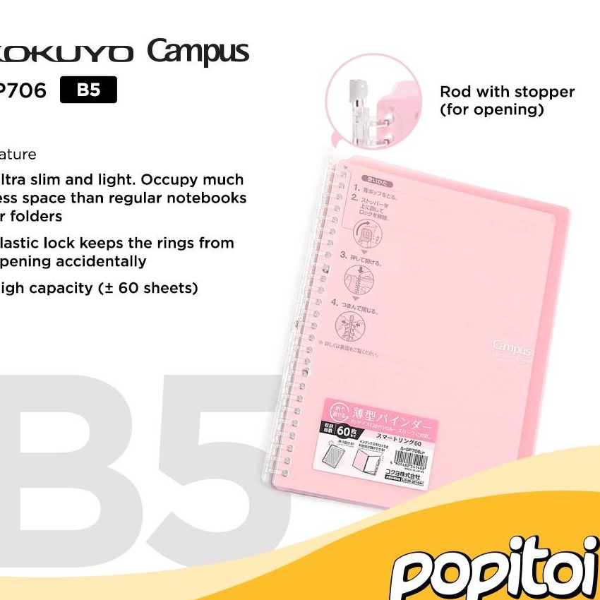 

[RS✯-B➛> KOKUYO Campus Smart Ring Loose Leaf Binder B5 High Capacity 360- siaap.dikirim.!