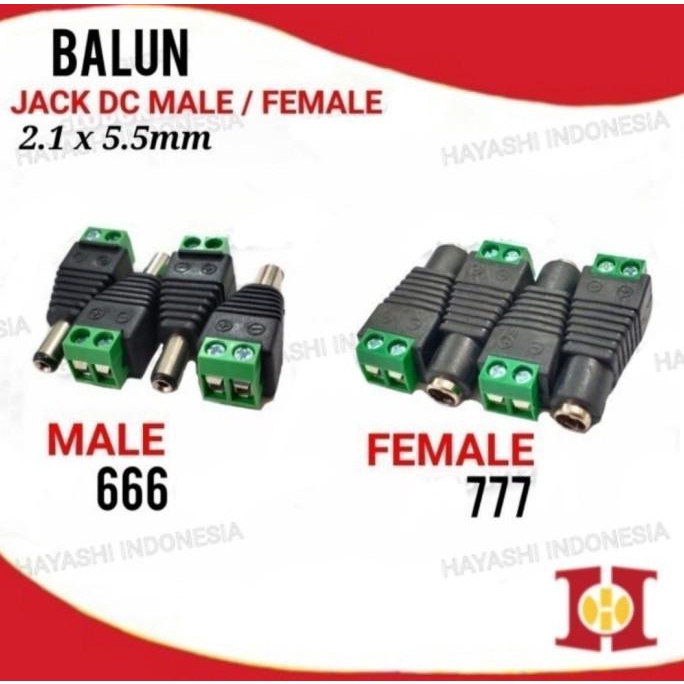 Konektor Connector Jek Socket DC Power Kamera CCTV Male Female Taiwan