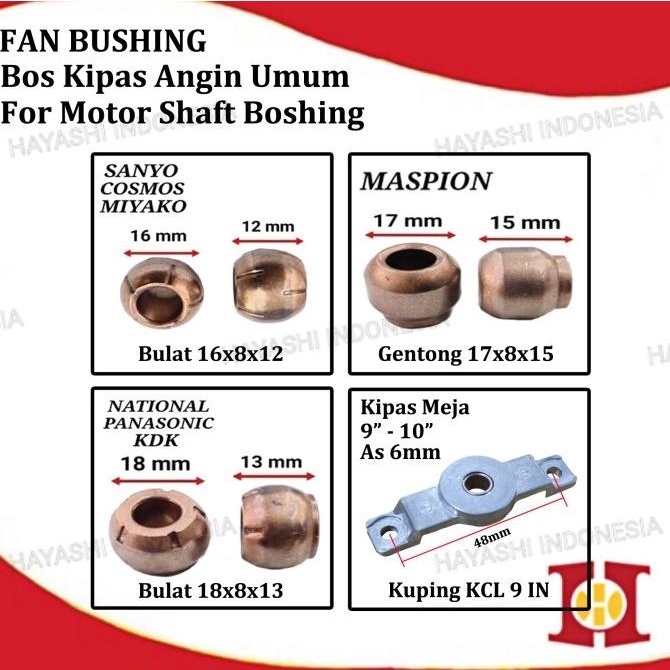 Bos Bosing Bearing Gentong Kipas Angin KDK Maspion Panasonic Sanken