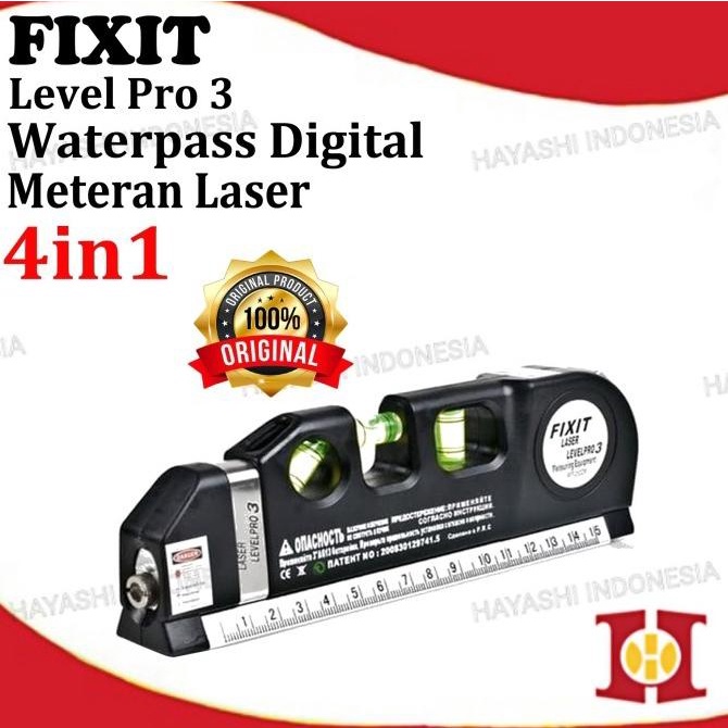 Fixit Level Pro 3 Penggaris Ukur Laser Level Waterpass Meteran Laser