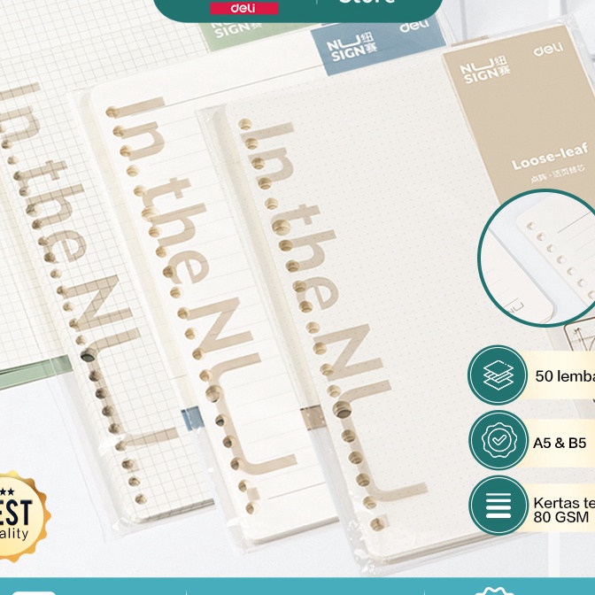 

(☼JW.♫O> Nusign Loose-leaf Notebook Refill / Isi Binder A5 B5 Garis Grid Dot 50 Lembar NS31X - berkuaalitas.!!