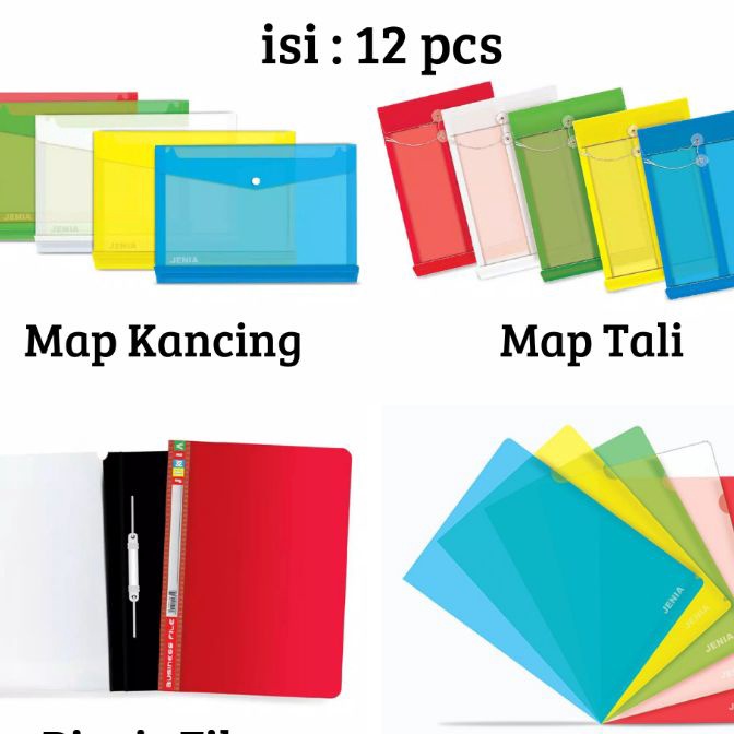 

(MI-❣☼6] (12 pcs) Map plastik folio , Map kancing / Map bisnis file /Map Tali / Map L / clear sleavespaaling.laris.