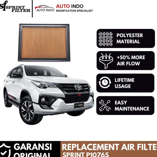 Filter Udara Racing Mobil Sprint Filter P1076S Fortuner Vrz Srz Ori