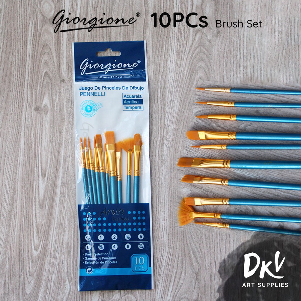 

[APF57] Giorgione Brush Set 10 pcs G-198H Kuas Lukis Nylon Ekonomis 40