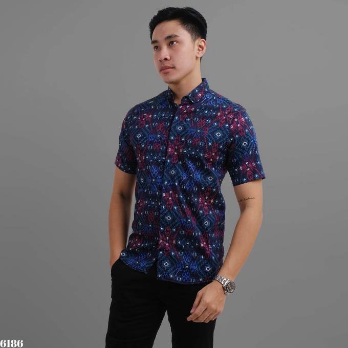 DGM Fashion Kemeja Batik Pria Lengan Pendek Songket Casual