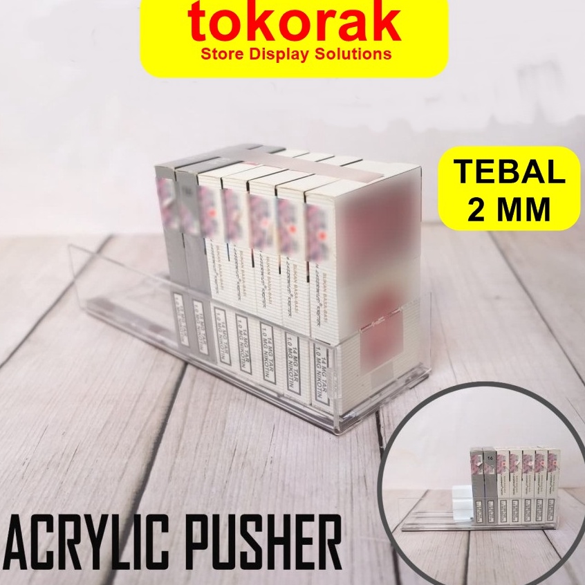 ✼FMO RAK ROKOK ACRYLIC PUSHER 20 CM OTOMATIS MAGNET MINIMARKET SUPERMARKET ✤ ★★★★★
