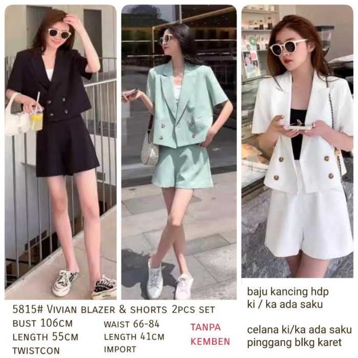 Vivian Blazer dan Shorts Set Celana Pendek Import 5815