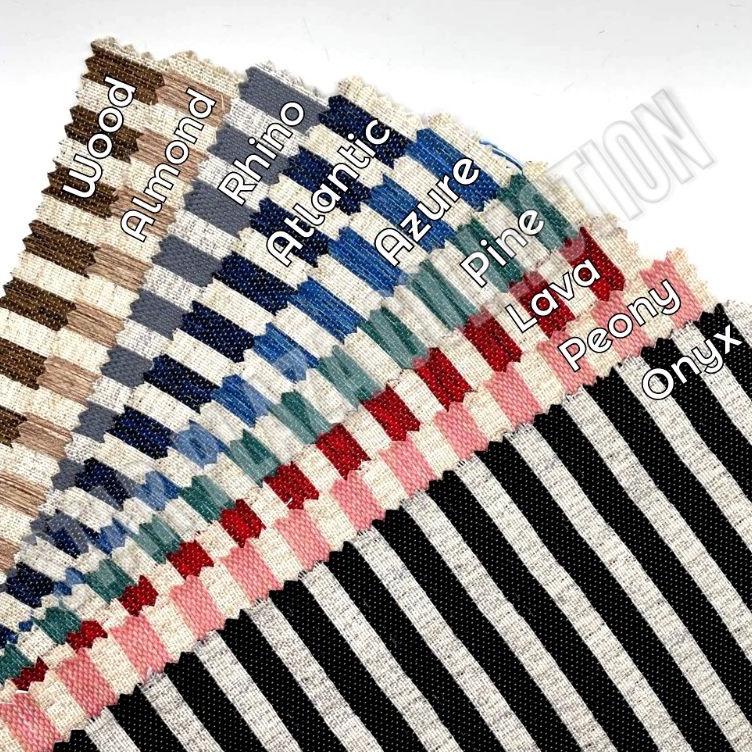 ➻ Kain Kanvas Motif Garis Salur Minimalis - Scandinavian Stripe (untuk Sofa, Jok, Kursi, Stool, Wing