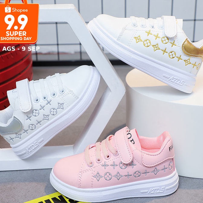 [❤12DM-☀> ukuran 26-37 Perempuan sneaker anak perempuan sepatu olahraga gadis kecil kualitas baik se