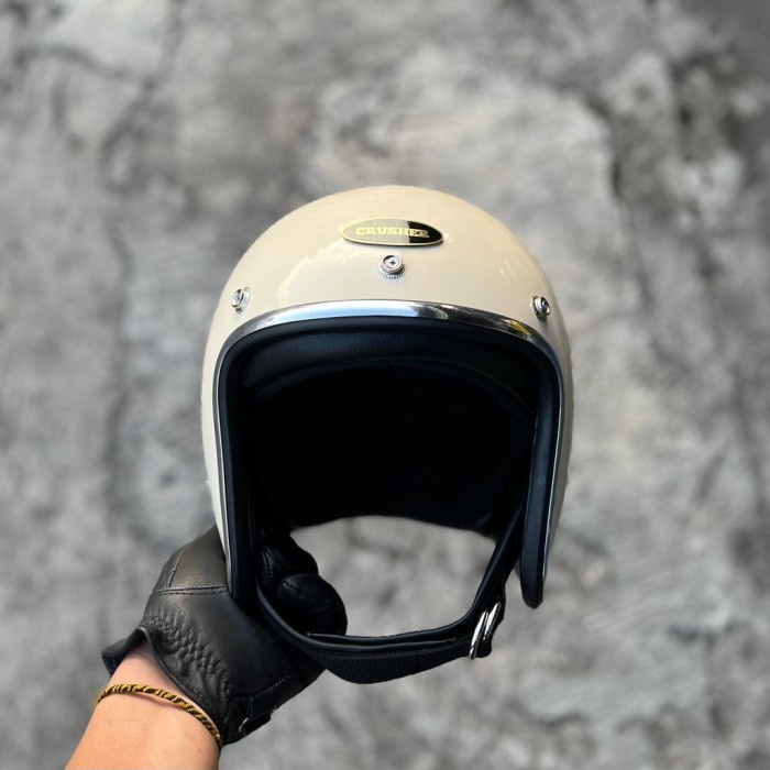 Helm Slimhead TX 500 Putih Tulang Glossy Helm Chopper Japstyle Retro