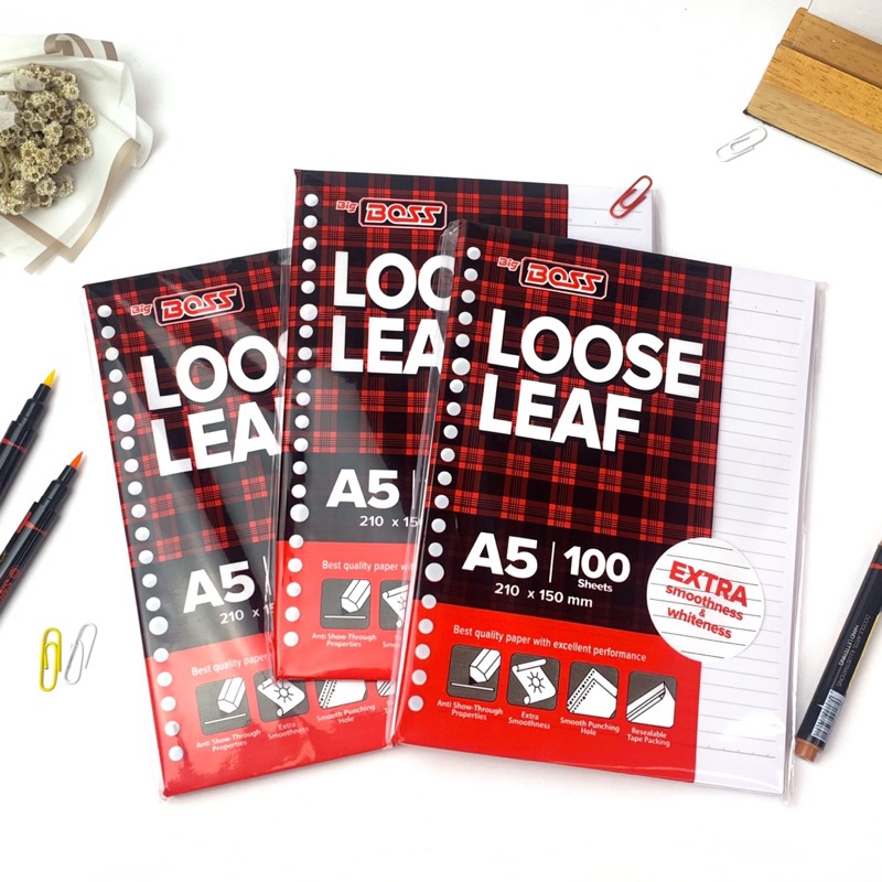 

LOOSE LEAF A5 B5 / ISI BINDER POLOS BERGARIS A5 B5 (ISI 50 & 100 LEMBAR)