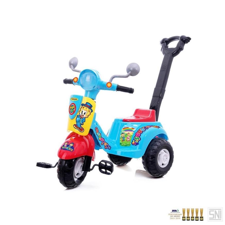 Mainan Anak Plastik SHP TOYS Scooter 609 Sepeda/Vespa Dorong Roda 3 Happy Kids Garansi SNI