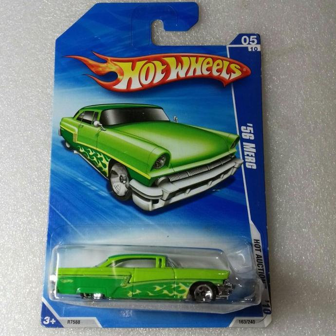 HOT WHEELS 56 MERC. BLUE CARD HOT AUCTION 2009. AKTA. OPEN HOOD. ANTIK