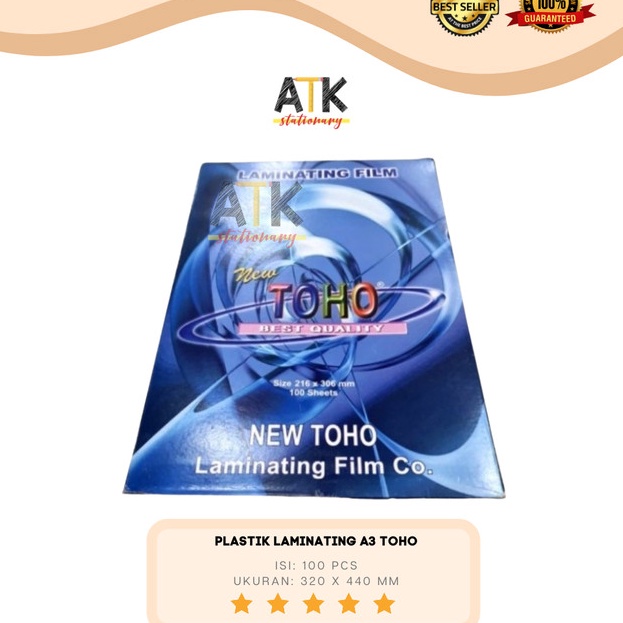 

TERMURAH Plastik Laminating Film Toho Ukuran A3 100 Micron atk