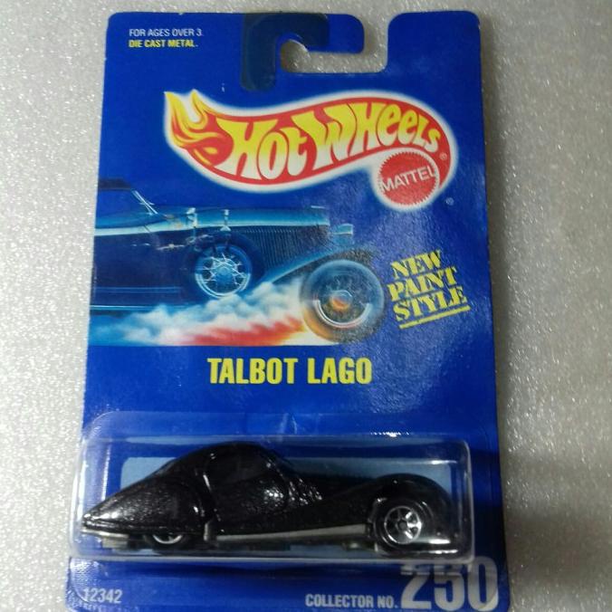 HOT WHEELS TALBOT LAGO. CARD NEW PAINT STYLE 1992. FULL BESI. HITAM.