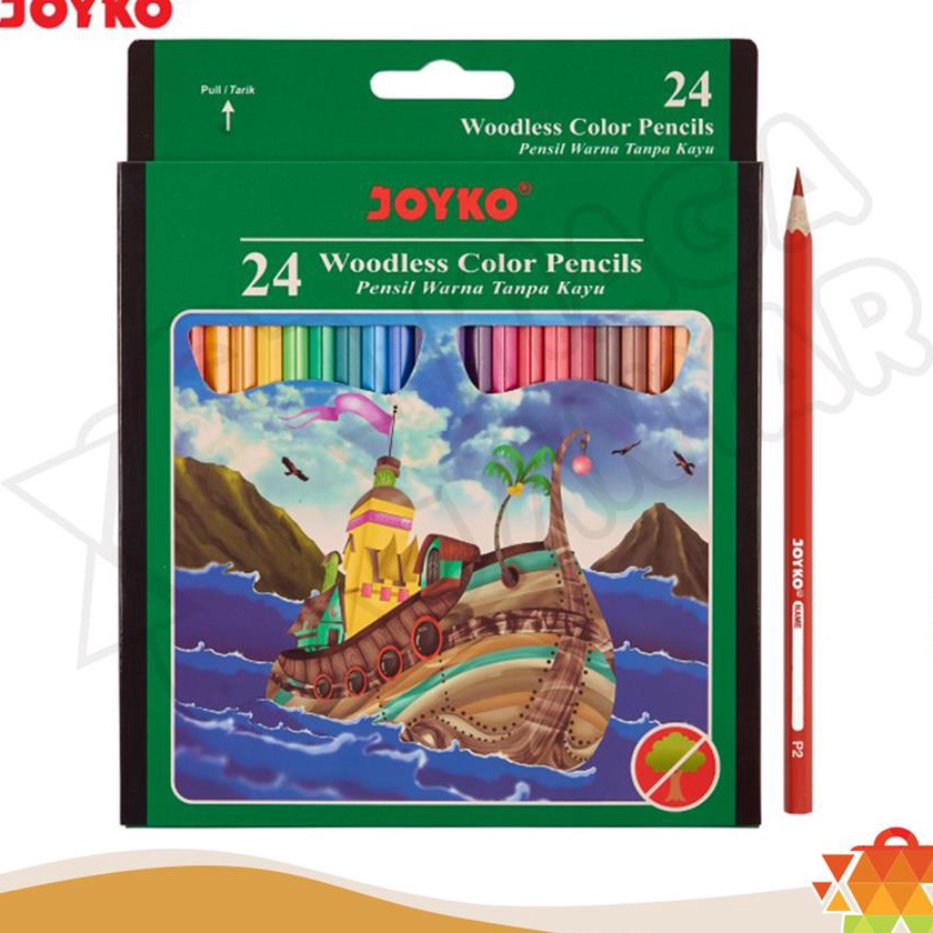 

(☀O✓O-P> NA JOYKO Pensil Warna 24 Warna CP-104 / Woodless Color Pencils Hexagonal Grips Joyko Panjang isi 24 Pcssiap.dikirim.