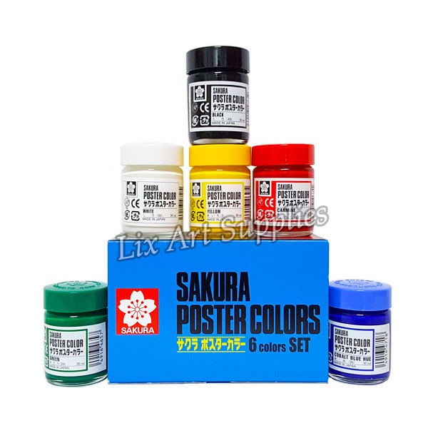 

Sakura Poster Color Set 6x30ml / Cat Poster Sakura isi 30ml x 6 warna