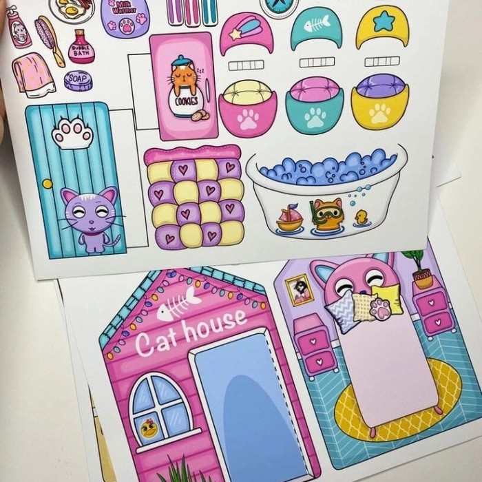 HOT SALE CAT HOUSE PAPER DOLL MAINAN EDUKASI ANAK TERLARIS