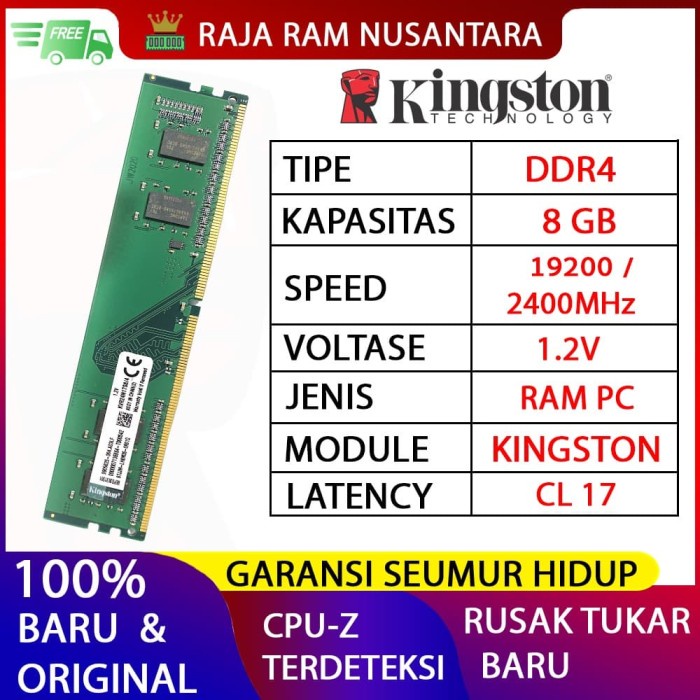 Ram Pc Kingston Ddr4 8Gb 19200 / 2400 Mhz Ori Ram Nb Ddr4 8Gb 2400 Mhz Bestseller Ram