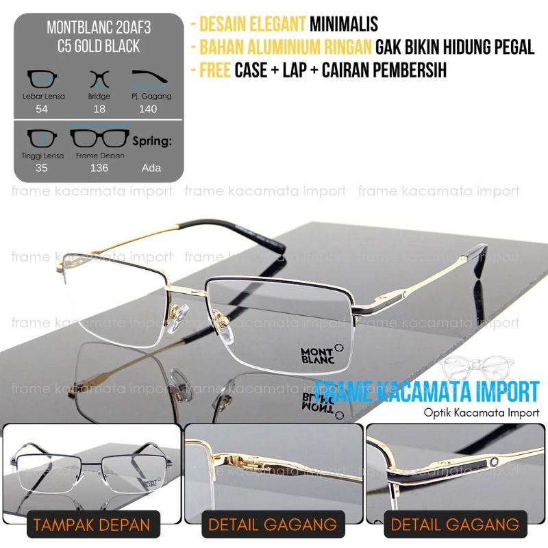 Frame Kacamata Pria Mont Blanc - Lensa Minus & Progresif