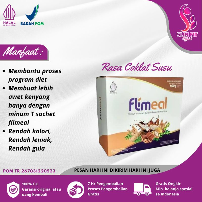 

Flimeal Flimty Meal Replacement Sereal Diet 1 Box isi 12 Sachet - Rasa Coklat Susu