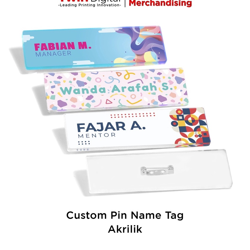 

(6✮/K»N> Twindigital Custom Pin Name Tag Acrylic - Papan Nama Peniti Akriliktop.produk!