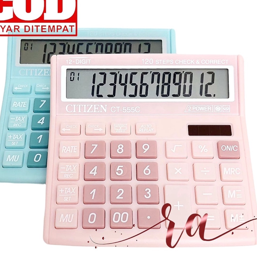 

[☼.☎7LF] KALKULATOR FANCY WARNA WARNI CALCULATOR CITIZEN 555N 555 N 555 C 555 COLOUR SERIES 12 DIGIT CHECK ULANG CHECK CORRECT BISA HITUNG ULANG - siap.dikirim.!
