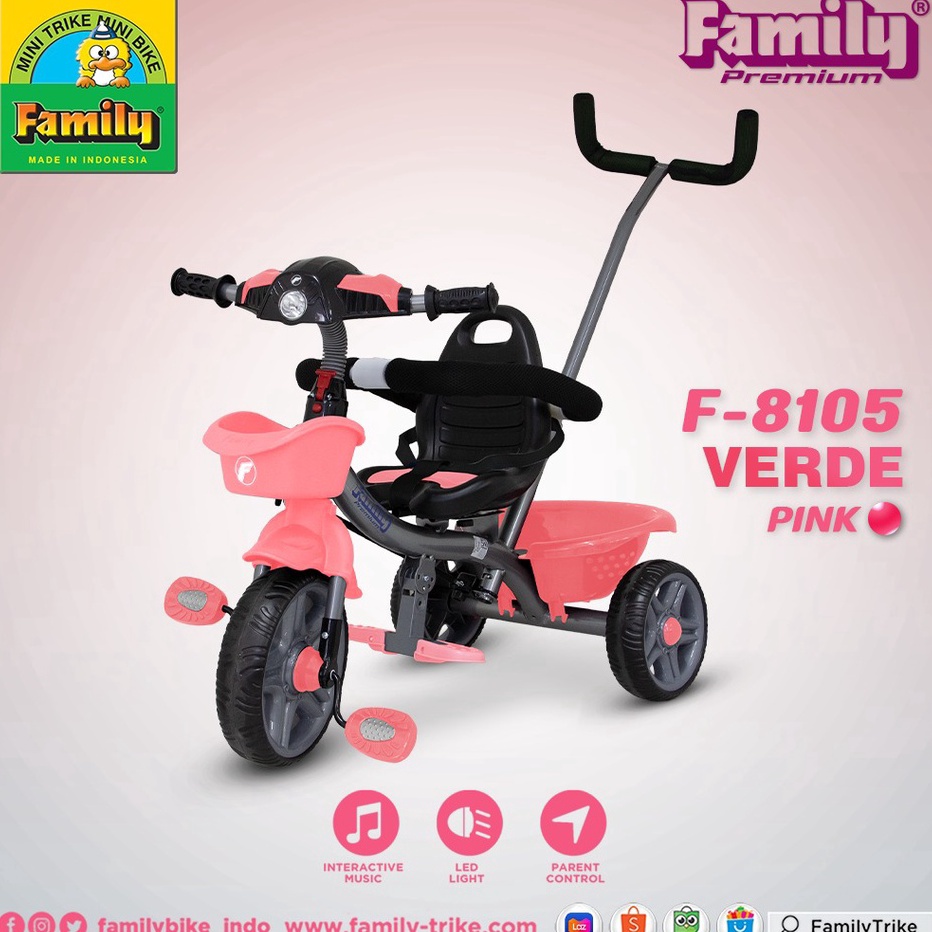 Segera Dapatkan KHUSUS LUAR KOTA - Sepeda tricycle anak roda tiga FAMILY VERDE F-8105 / VAMOS F-8103