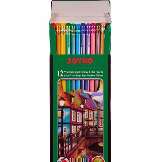 

(㊚/FO☀7) Pensil Warna Joyko Bisa Dihapus 12 Warna / super.keren.!!