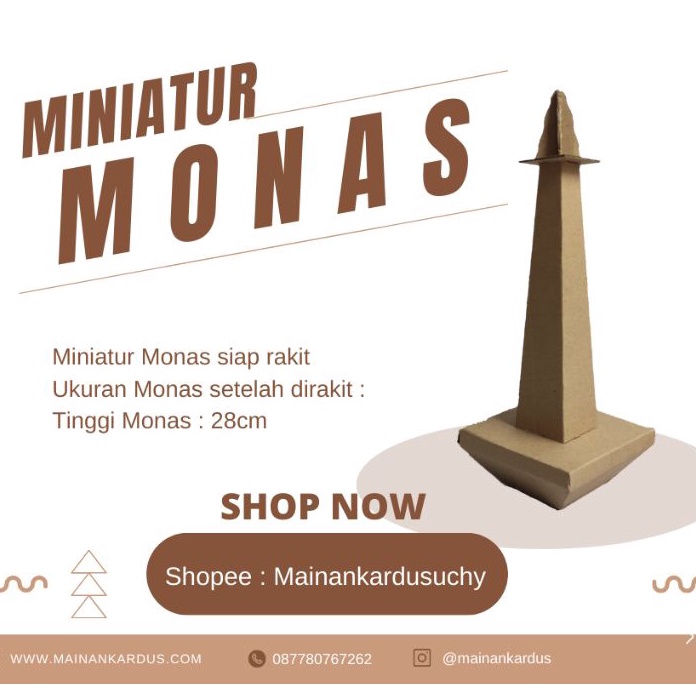 

[Q.E㊚W☎) Monas Kardus | prakarya sekolah | miniatur monas pasti.dikiriim.!!