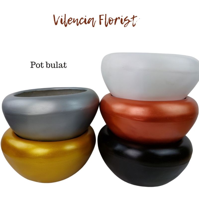 Pot Vas Bulat Bunga Anggrek Fiber Dekorasi