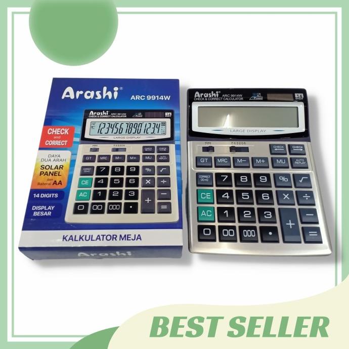 

best seller] KALKULATOR BESAR JUMBO 14 digit 14DIGITS ARASHI ARC 9914W SOLAR PANEL