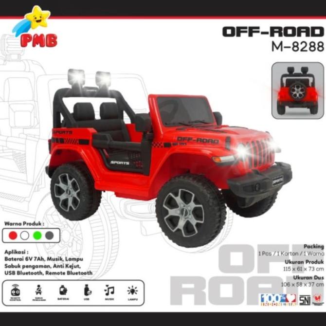 Mainan Mobil Aki Anak Jeep Off Road Pmb M 8288 M-8288 M8288 Remote