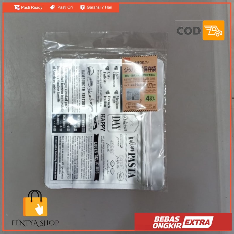 daiso aluminium storage bag with zipper isi 4 kantong aluminium