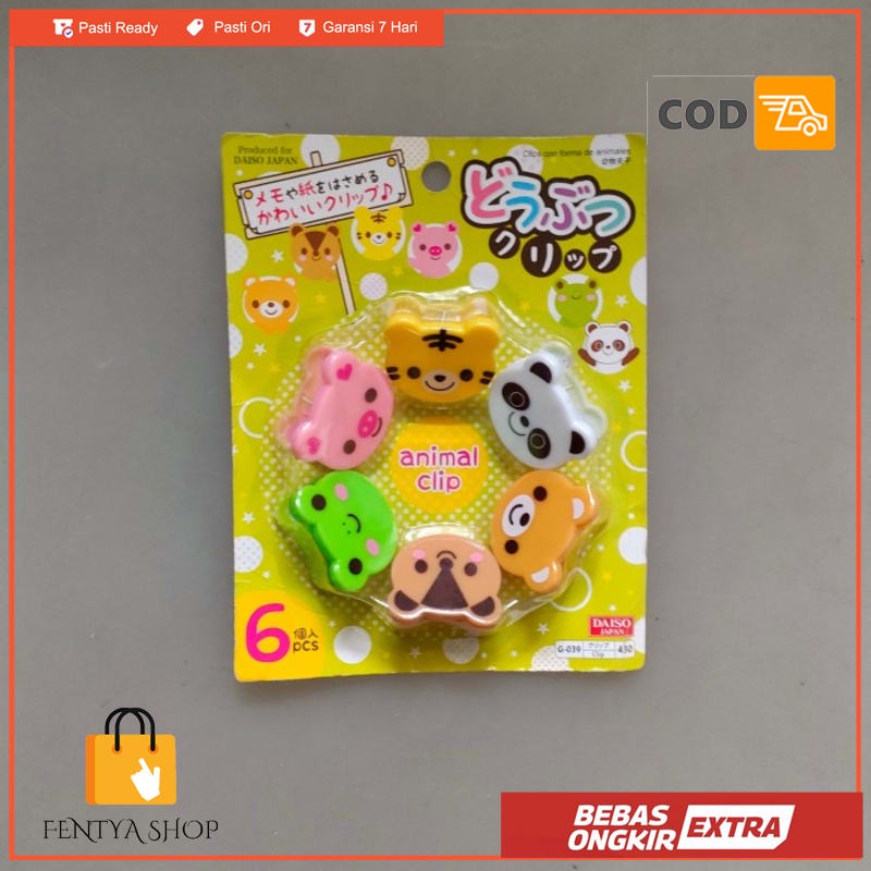 

daiso cepitan kertas animal clip isi 6
