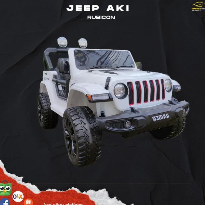 Jeep Rubicon Putih Mobil Aki Mainan Anak