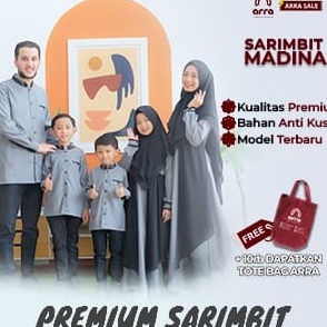 Terlaris Baju Couple Keluarga Lebaran 2023 Mewah Series Madina Charcoal Hitam by Arra  - Sarimbit Ke