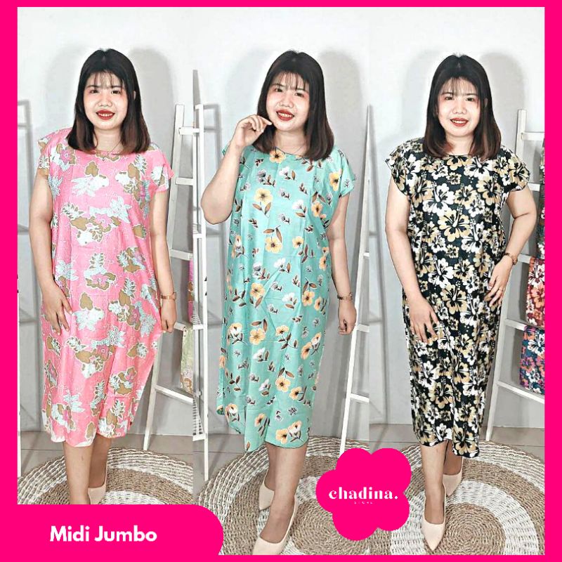 (Chadina) Daster Midi Jumbo / Daster Wanita Jumbo Viral Kekinian // Grosir Daster Surabaya