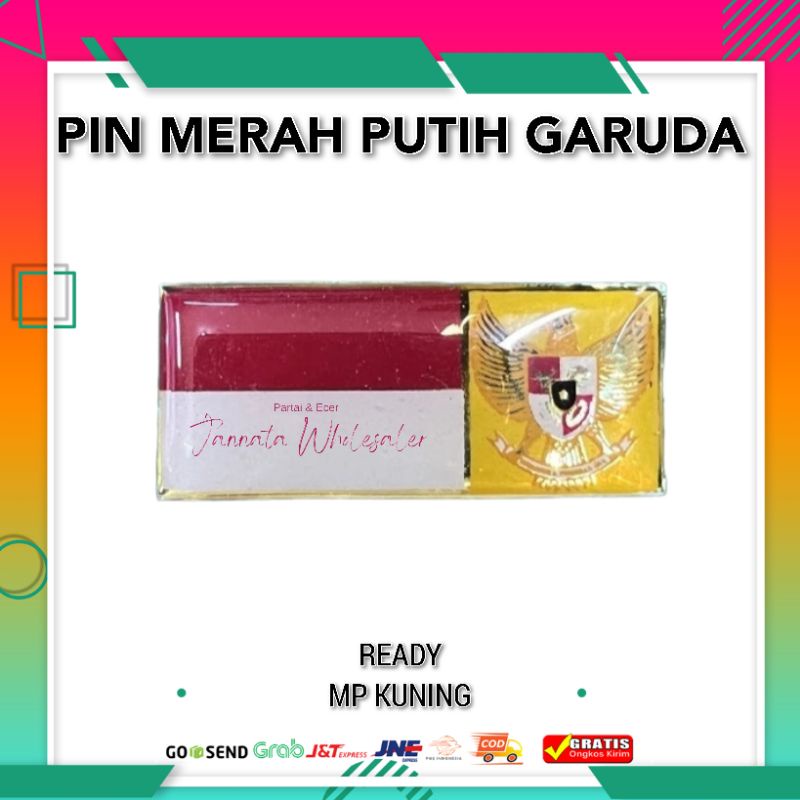 Pin Bendera Merah Putih Garuda Kuning | Bros Paskibra Merah Putih