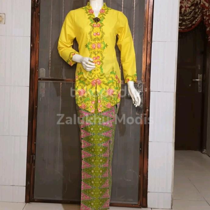 SET KEBAYA ENCIM BORDIR WARNA BAHAN KATUN IMA PREMIUM