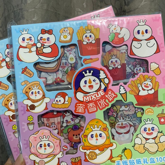 

(T✮D» X] Sticker Lucu Viral Mixue Rainbow Stiker Label Hp Buku Diary Isi 100Pcsmurahh.