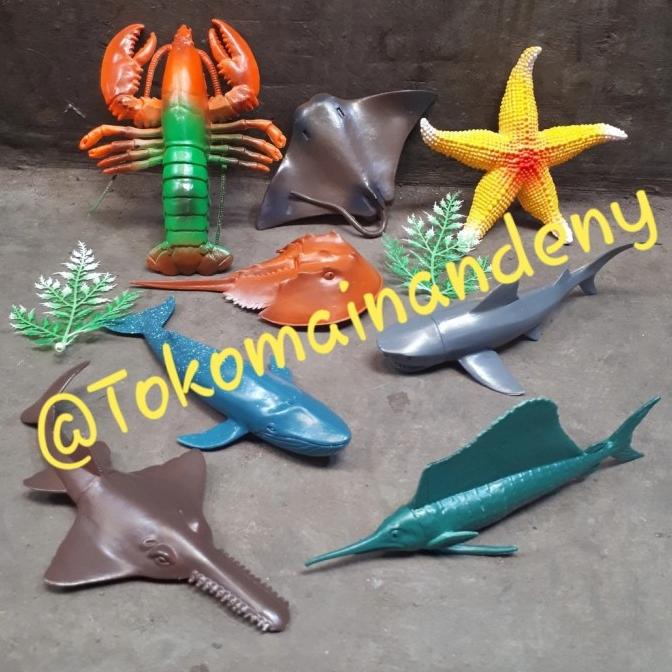 MAINAN MINIATUR HEWAN LAUT BAHAN KARET UKURAN BESAR ISI 8