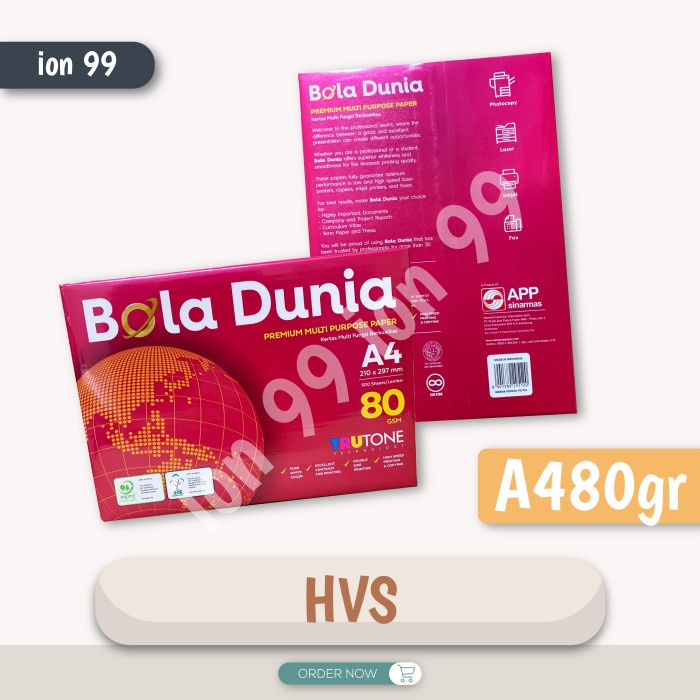 

Kertas HVS 80gr A4 F4 Bola Dunia Rim TERMURAH