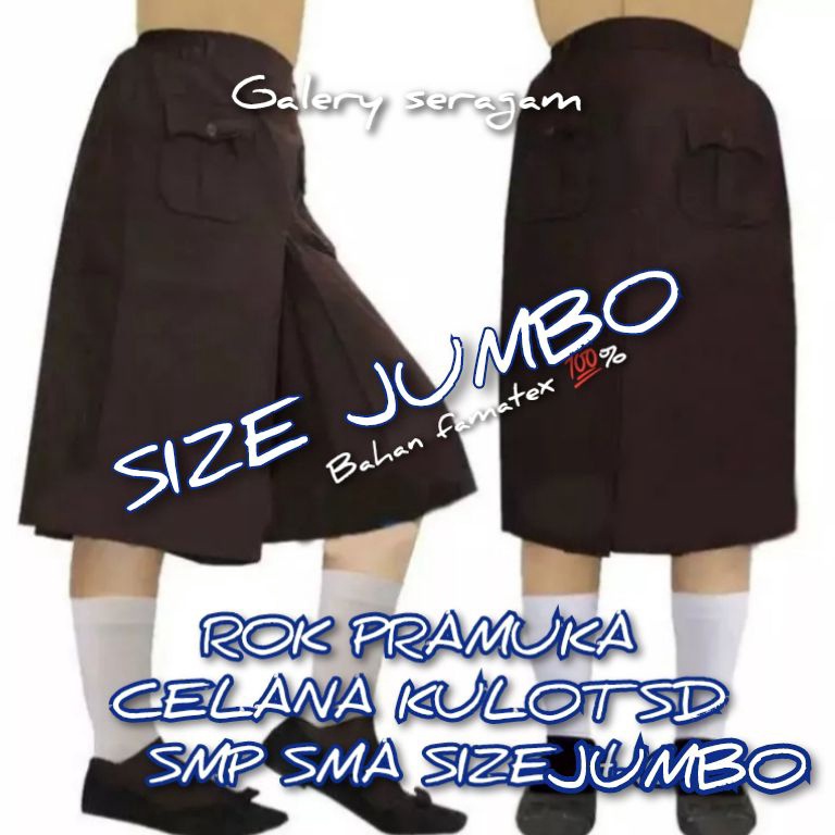 Telah Hadir.. SIZE JUMBO ROK PRAMUKA CELANA KULOT PENDEK SD SMP SMA SIZE 14-15-16