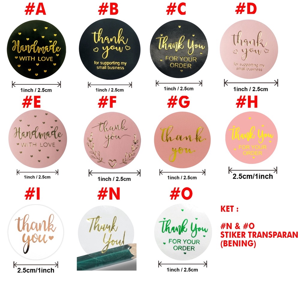

88 [500pc] Stiker Seal Penutup Bulat Thank You Handmade Support Bussines Terlarisss ′▽