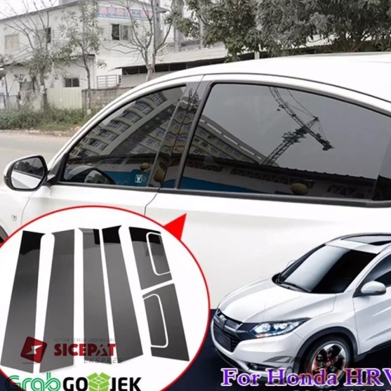 Terlaku Garnish Pilar Pintu Honda HRV Glossy Piano Black PVC Kualitas Terbaik.