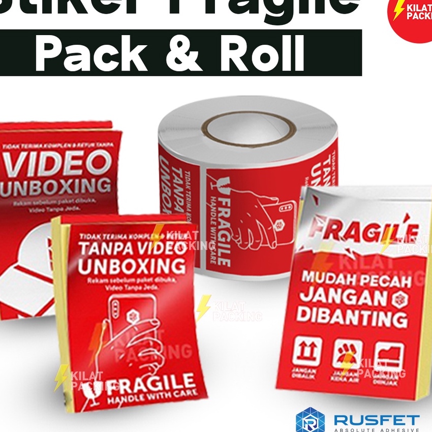 

(✪ Q✯1B) Sticker Unboxing +FRAGILE Rusfet | Label Tempelan WAJIB VIDEO UNBOXING | Stiker Online Shop Murah /PACK/ muurah..!